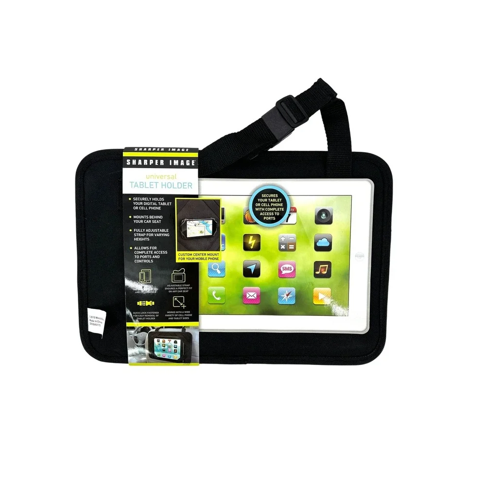Sharper Image Universal Tablet Holder Car Seat Mount Black Adjustable‎ Strap NEW